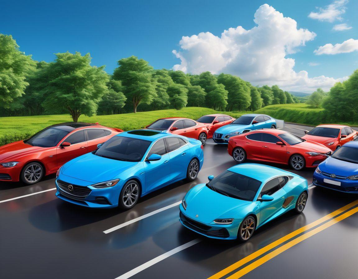 A dynamic illustration featuring a car shielded by a large, protective lock symbol, surrounded by price tags showcasing affordable auto insurance rates. In the background, diverse families happily driving in their cars, symbolizing secure and budget-friendly options. The scene conveys trust and safety with a vibrant blue sky and green landscapes. super-realistic. vibrant colors. 3D.